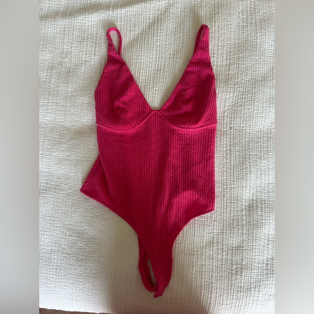 Wild Fable Hot Pink Ribbed Bodysuit - Size Medium